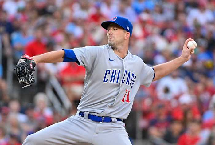 Chicago Cubs starting pitcher Drew Smyly on Saturday night against the Cardinals.